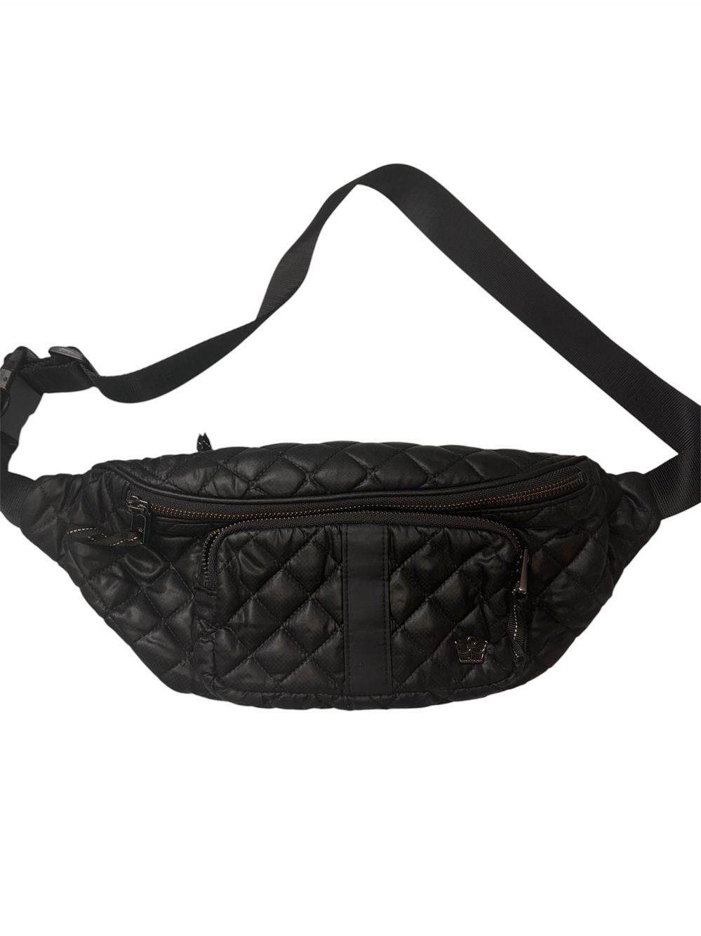 Quilted Black Men's Waist Bag - Sleek Hands-Free Carry